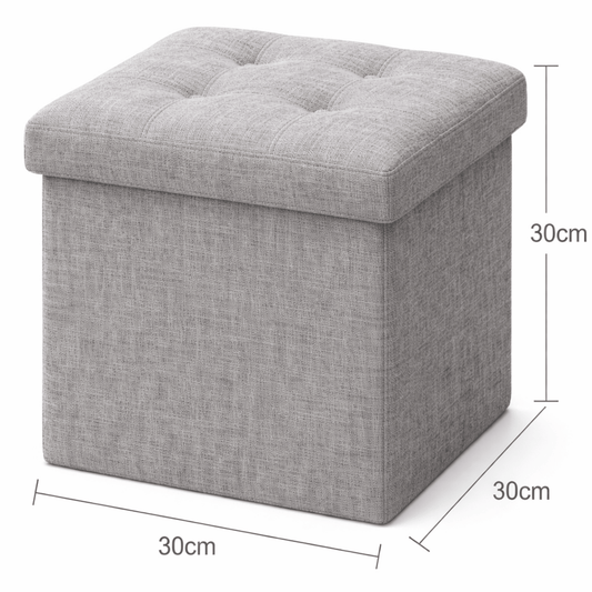 Tabouret Pliant avec Rangement 30x30x30 cm – Assise Rembourrée – Oak & Tea - Coin De Nuit - Tabouret de rangement