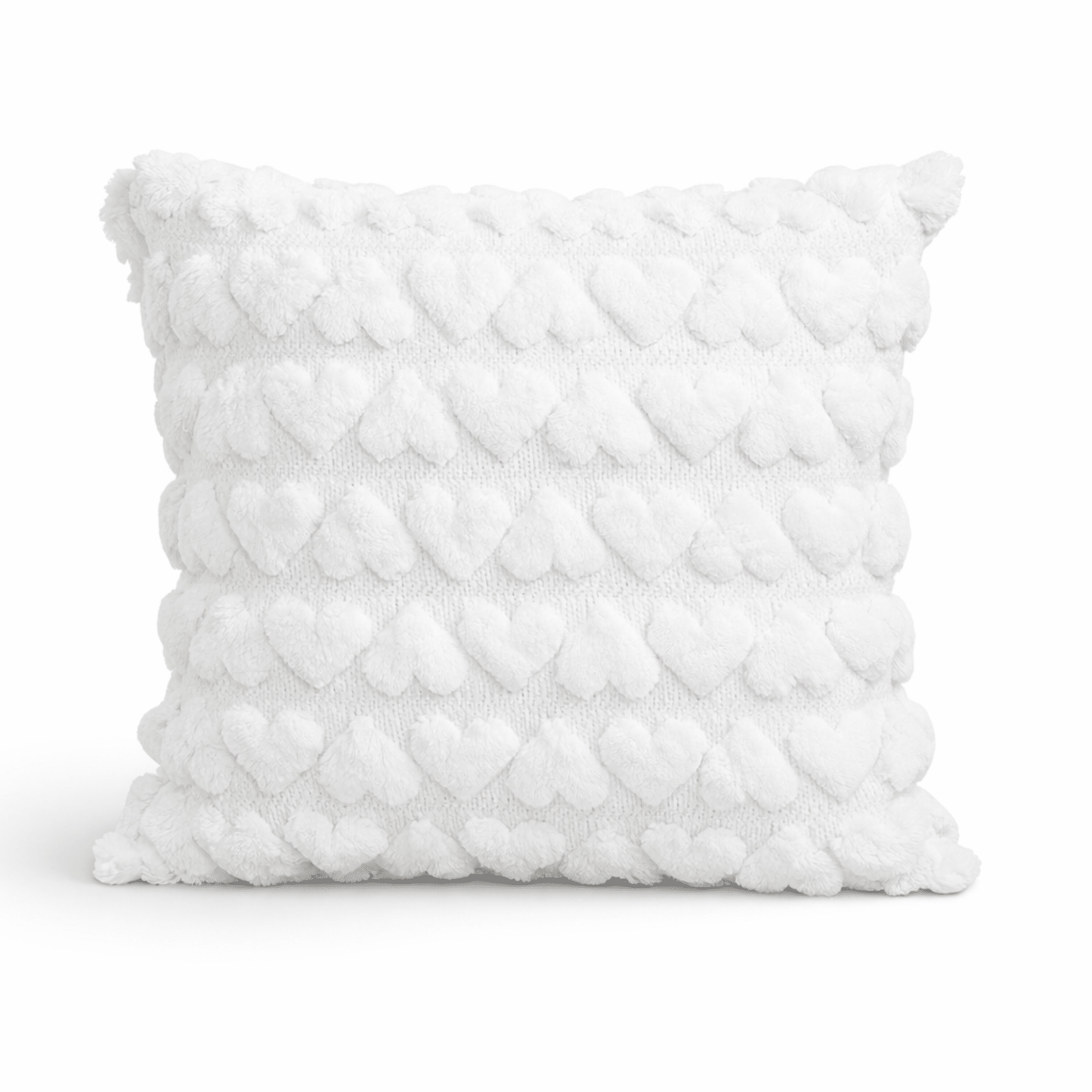 Housse de Coussin Peluche Douce – Motif Cœur en Relief – Décoration Chambre - Coin De Nuit - Housse de coussin