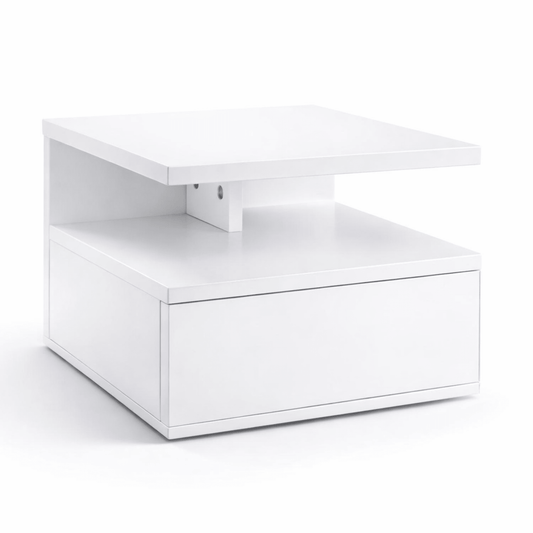 Lot 2 Tables de Chevet Murales Flottantes – Tiroir + Étagère – Chambre - Coin De Nuit - Table de chevet