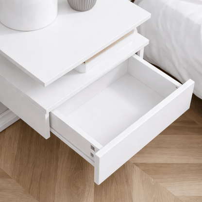 Lot 2 Tables de Chevet Murales Flottantes – Tiroir + Étagère – Chambre - Coin De Nuit - Table de chevet