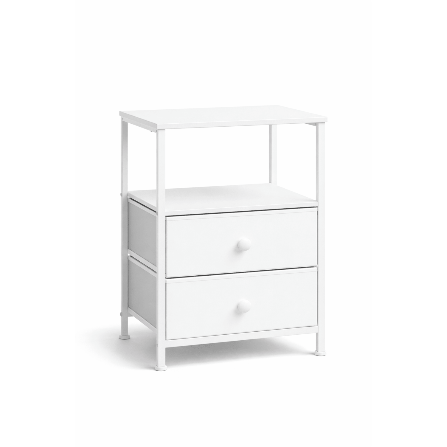 Table de Chevet 2 Tiroirs + Niche – Panneau Bois E1 et Cadre Métal – Chambre - Coin De Nuit - Table de chevet