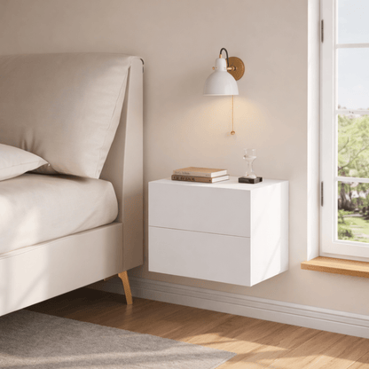 Table de Chevet Murale Flottante avec Tiroir – Hauteur Réglable – Chambre - Coin De Nuit - Table de chevet