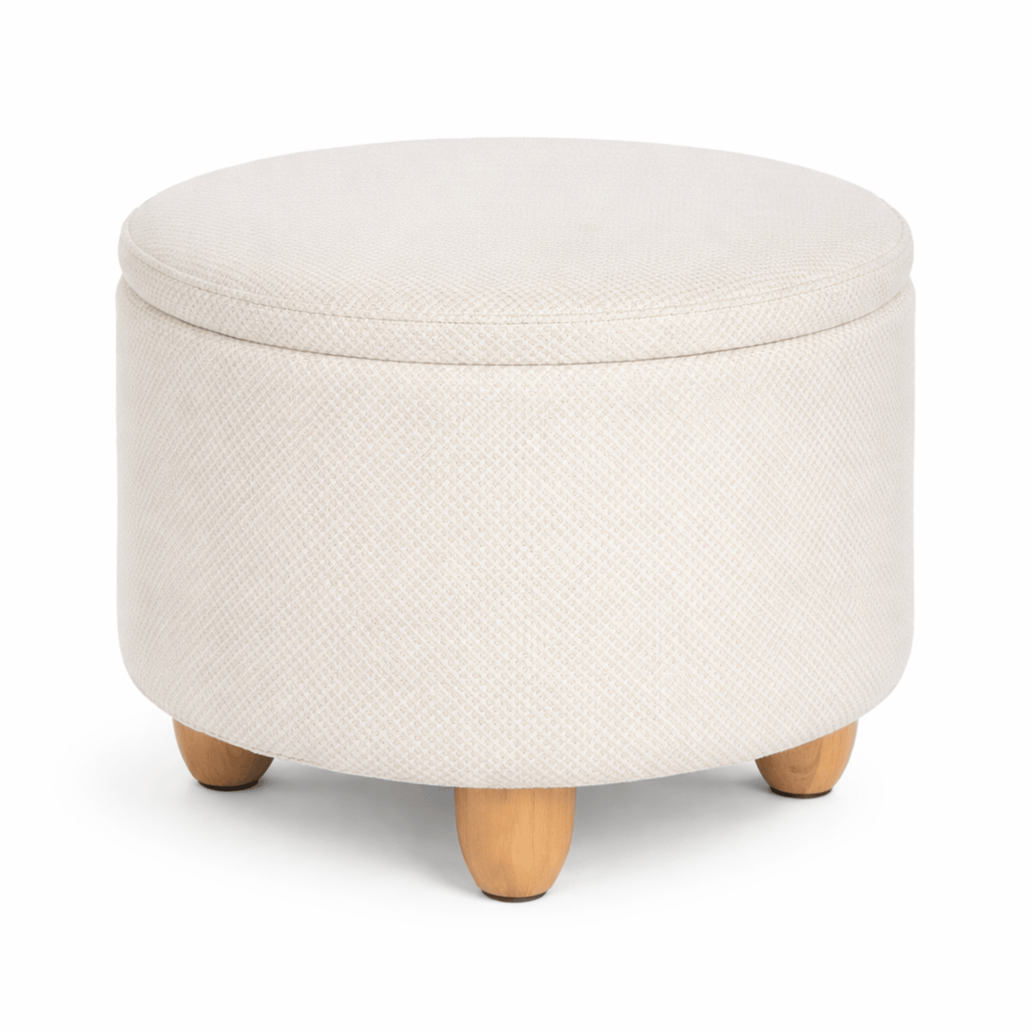 Tabouret Coffre Rond avec Rangement – Couvercle Plateau Bois – Salon Chambre - Coin De Nuit - Tabouret de rangement