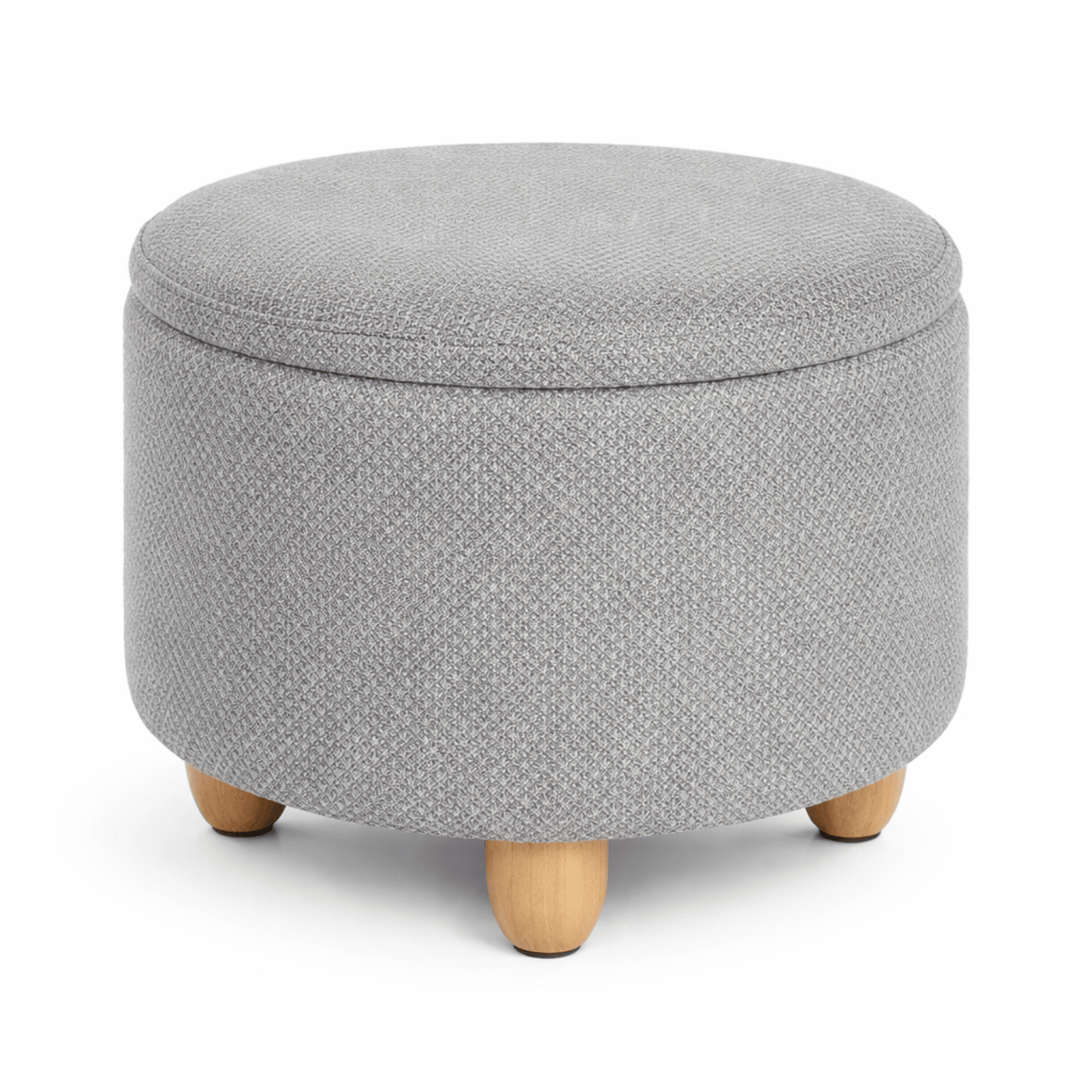 Tabouret Coffre Rond avec Rangement – Couvercle Plateau Bois – Salon Chambre - Coin De Nuit - Tabouret de rangement