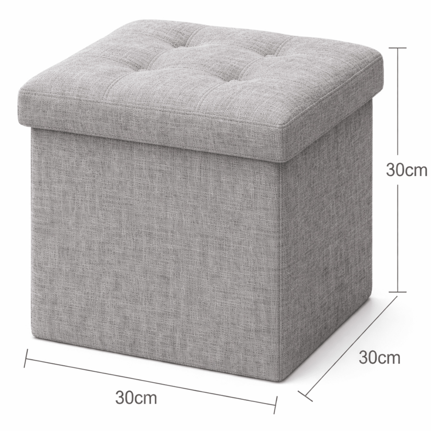 Tabouret Pliant avec Rangement 30x30x30 cm – Assise Rembourrée – Oak & Tea - Coin De Nuit - Tabouret de rangement