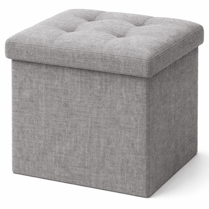 Tabouret Pliant avec Rangement 30x30x30 cm – Assise Rembourrée – Oak & Tea - Coin De Nuit - Tabouret de rangement