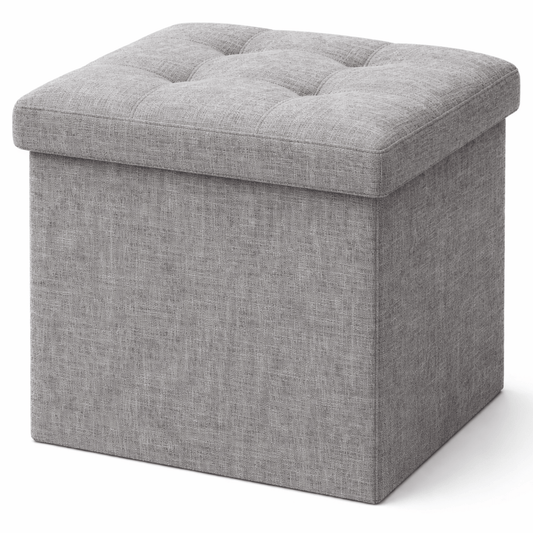 Tabouret Pliant avec Rangement 30x30x30 cm – Assise Rembourrée – Oak & Tea - Coin De Nuit - Tabouret de rangement