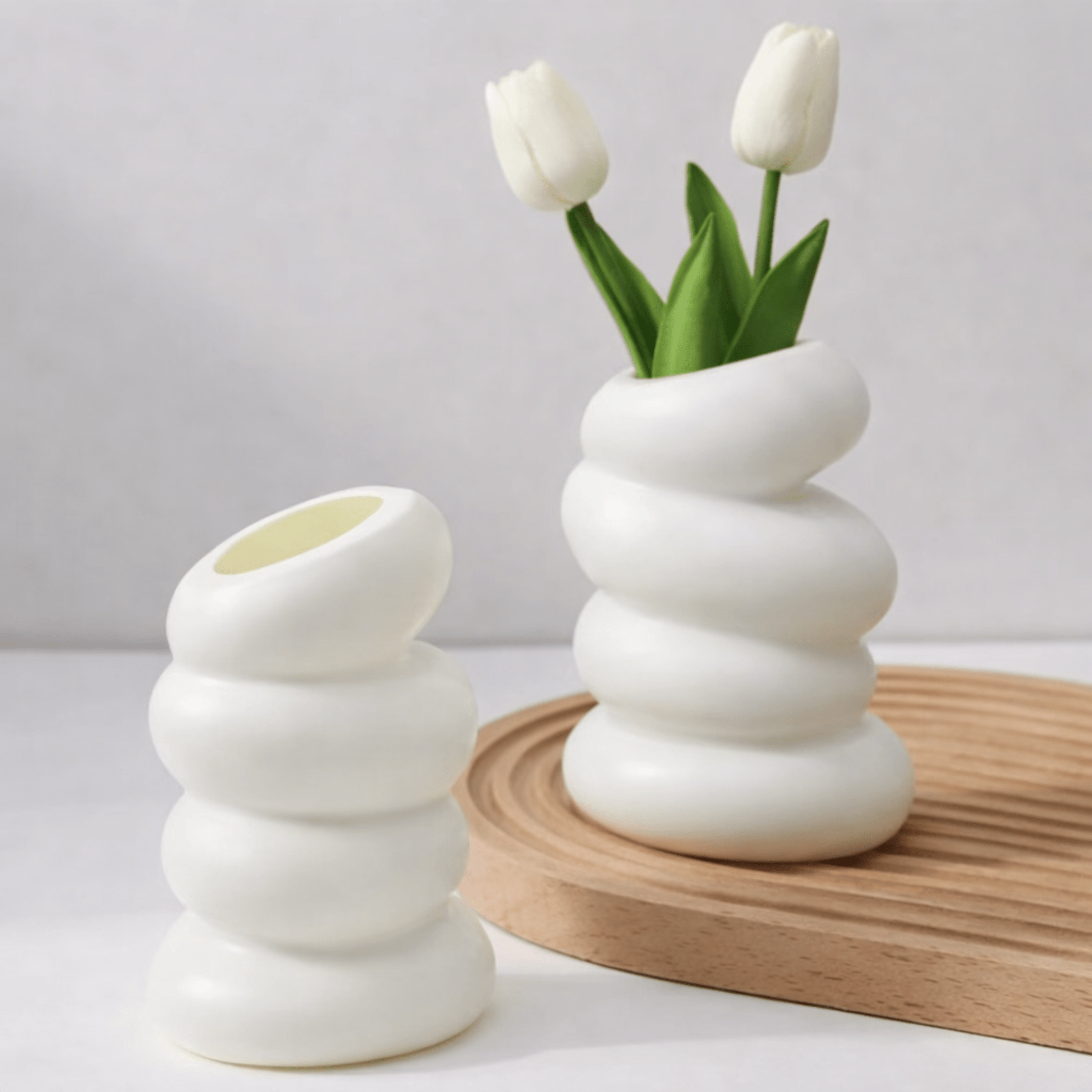 Vase Blanc Plastique Forme Spirale – Décoration Salon Chambre – 1 Pièce - Coin De Nuit - Vase