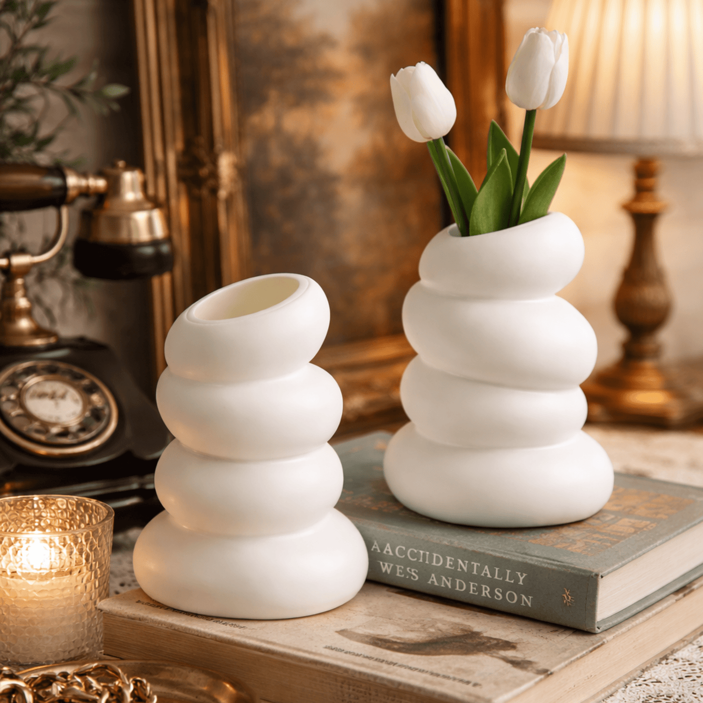 Vase Blanc Plastique Forme Spirale – Décoration Salon Chambre – 1 Pièce - Coin De Nuit - Vase