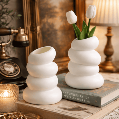 Vase Blanc Plastique Forme Spirale – Décoration Salon Chambre – 1 Pièce - Coin De Nuit - Vase