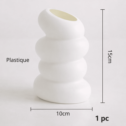 Vase Blanc Plastique Forme Spirale – Décoration Salon Chambre – 1 Pièce - Coin De Nuit - Vase