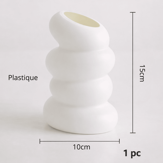 Vase Blanc Plastique Forme Spirale – Décoration Salon Chambre – 1 Pièce - Coin De Nuit - Vase