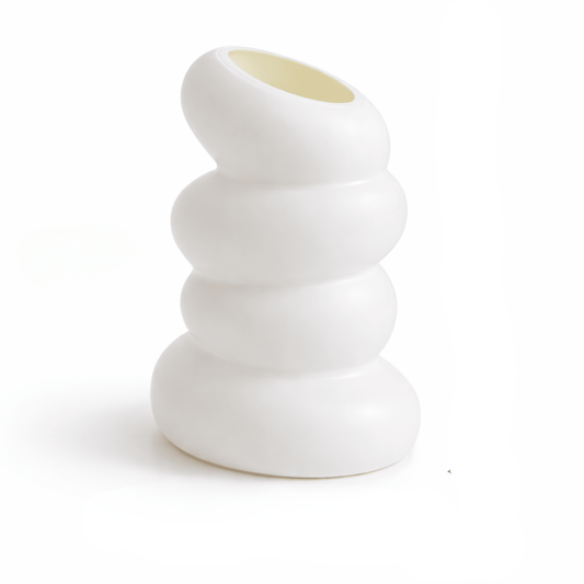 Vase Blanc Plastique Forme Spirale – Décoration Salon Chambre – 1 Pièce - Coin De Nuit - Vase
